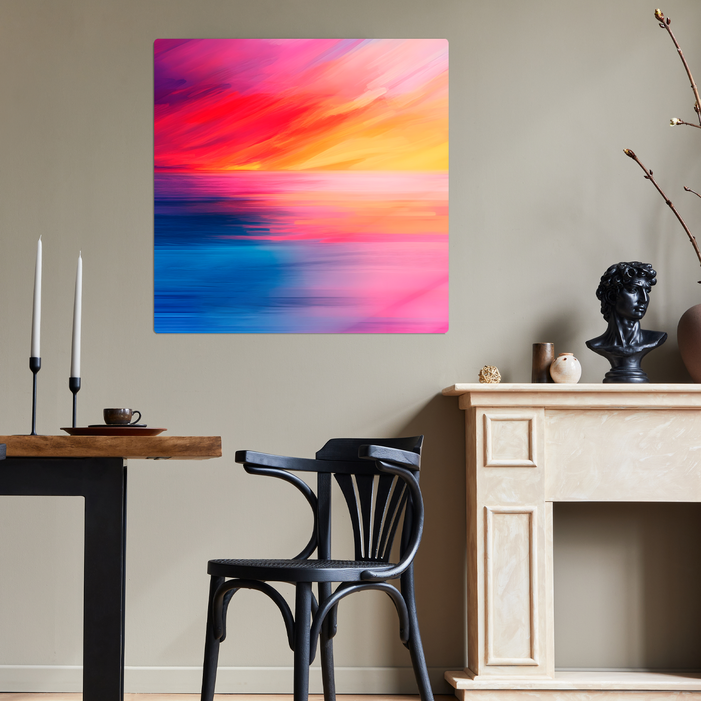 Vibrant Ocean Sunset Premium Square Aluminum Prints