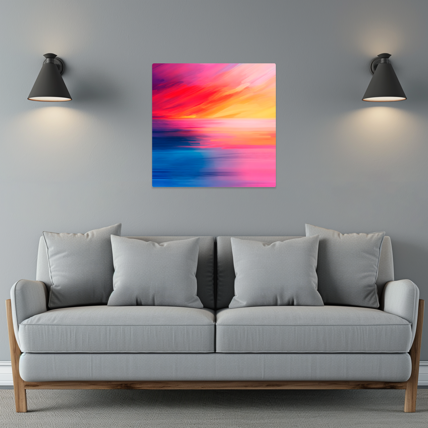 Vibrant Ocean Sunset Premium Square Aluminum Prints