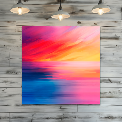 Vibrant Ocean Sunset Premium Square Aluminum Prints