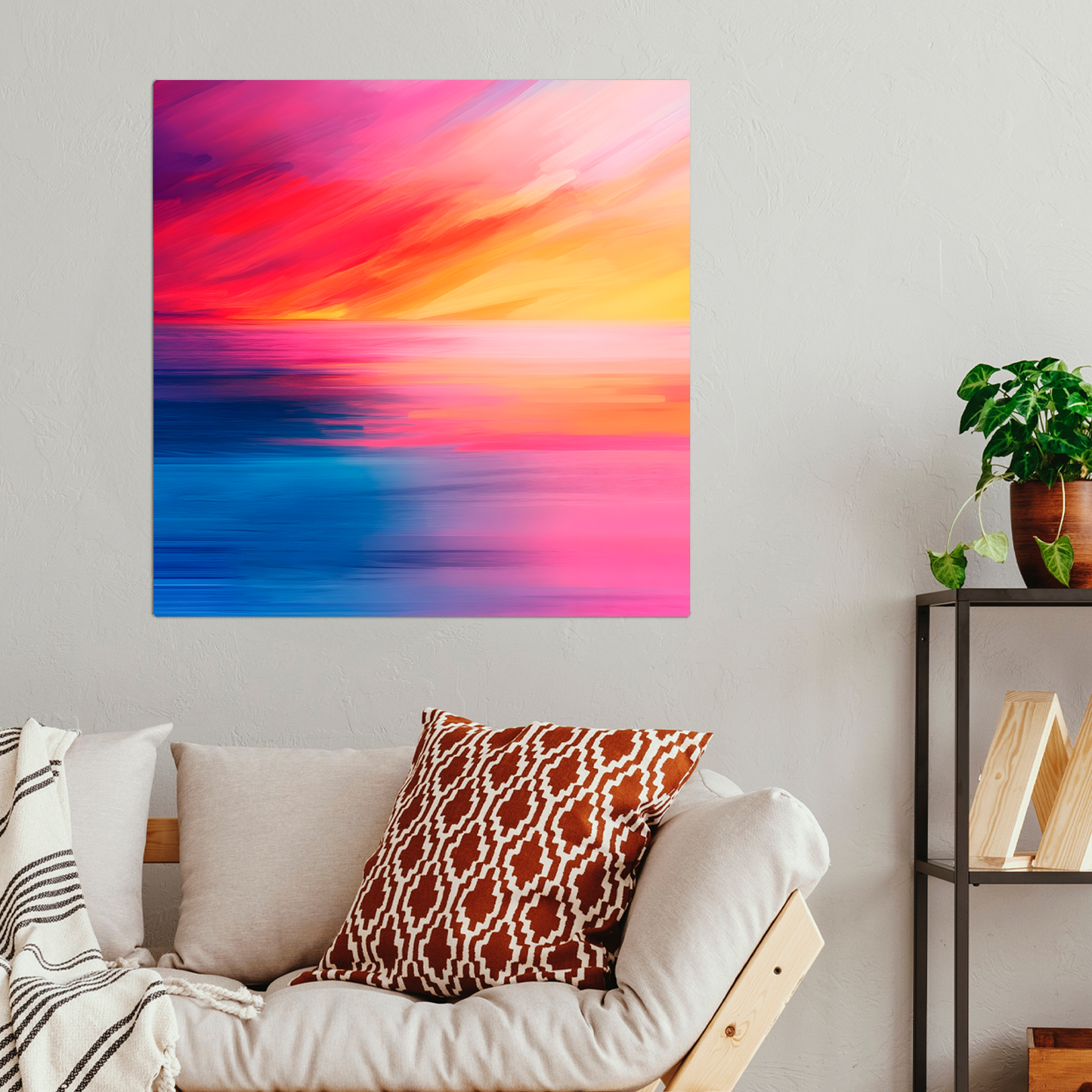 Vibrant Ocean Sunset Premium Square Aluminum Prints