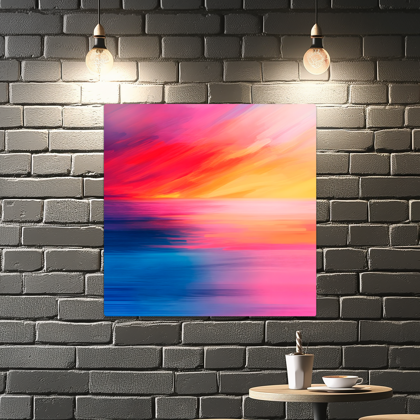 Vibrant Ocean Sunset Premium Square Aluminum Prints