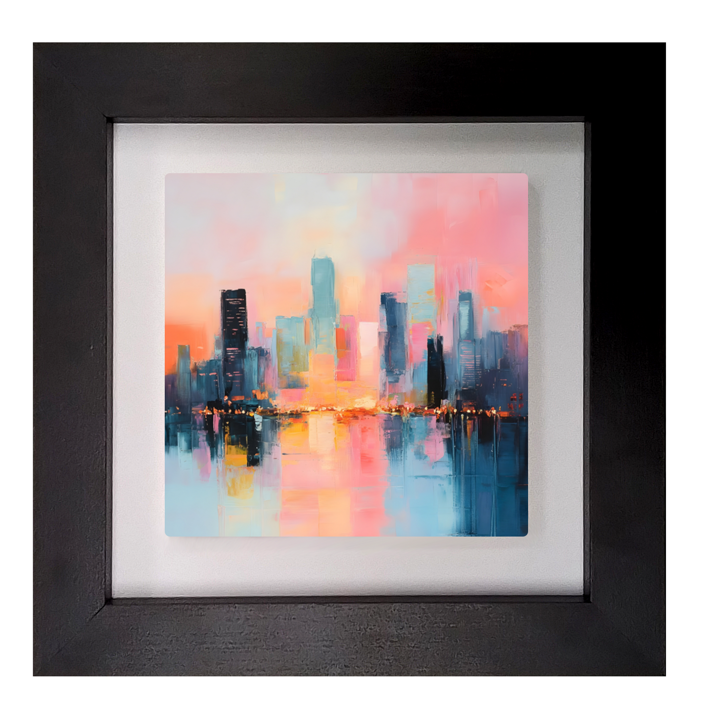 City Lights at Dusk Framed Ceramic Art Tile