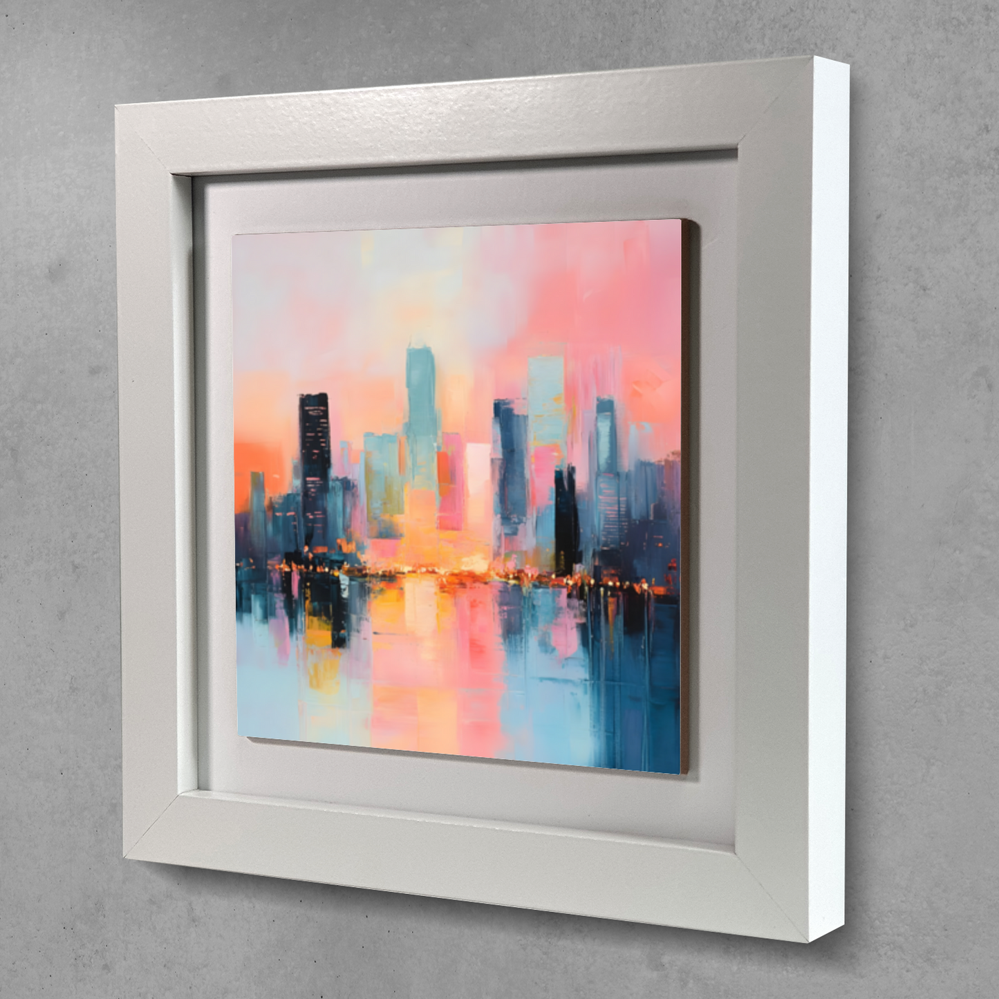 City Lights at Dusk Framed Ceramic Art Tile