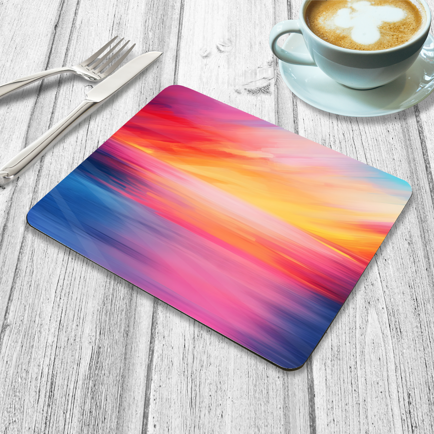 Vibrant Ocean Sunset Wooden Placemat