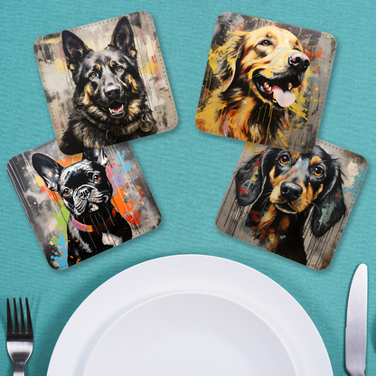 Canine Chromatics Set Of 4 PU Leather Coasters