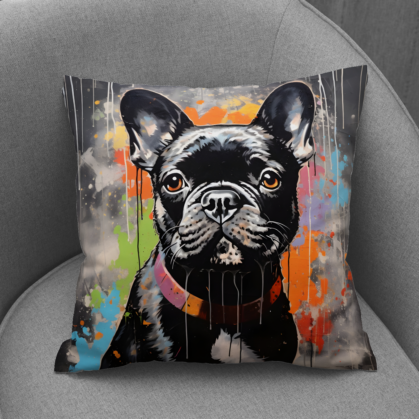 Frenchie Fizz  Hand Made Poly Linen Cushions