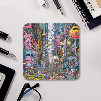 Artful Adventures Set Of 4 PU Leather Coasters