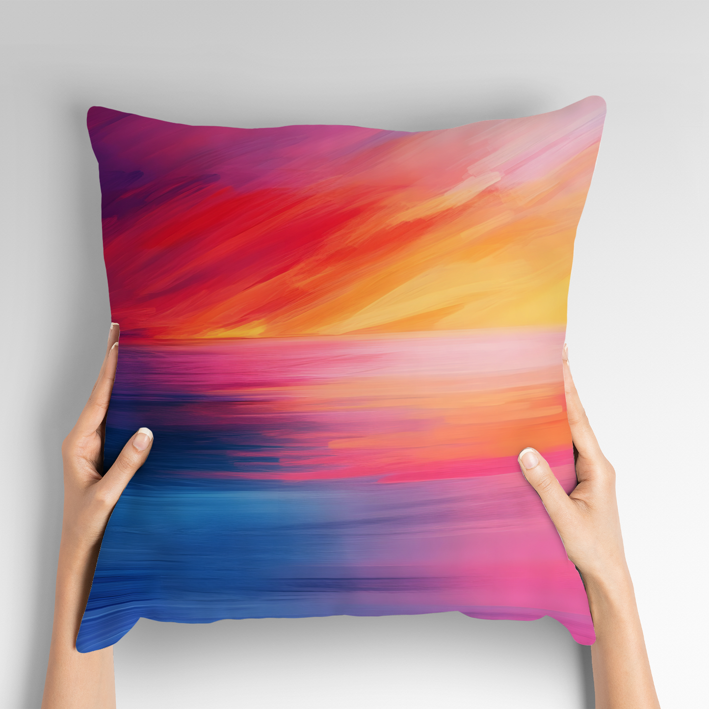 Vibrant Ocean Sunset Hand Made Poly Linen Cushions