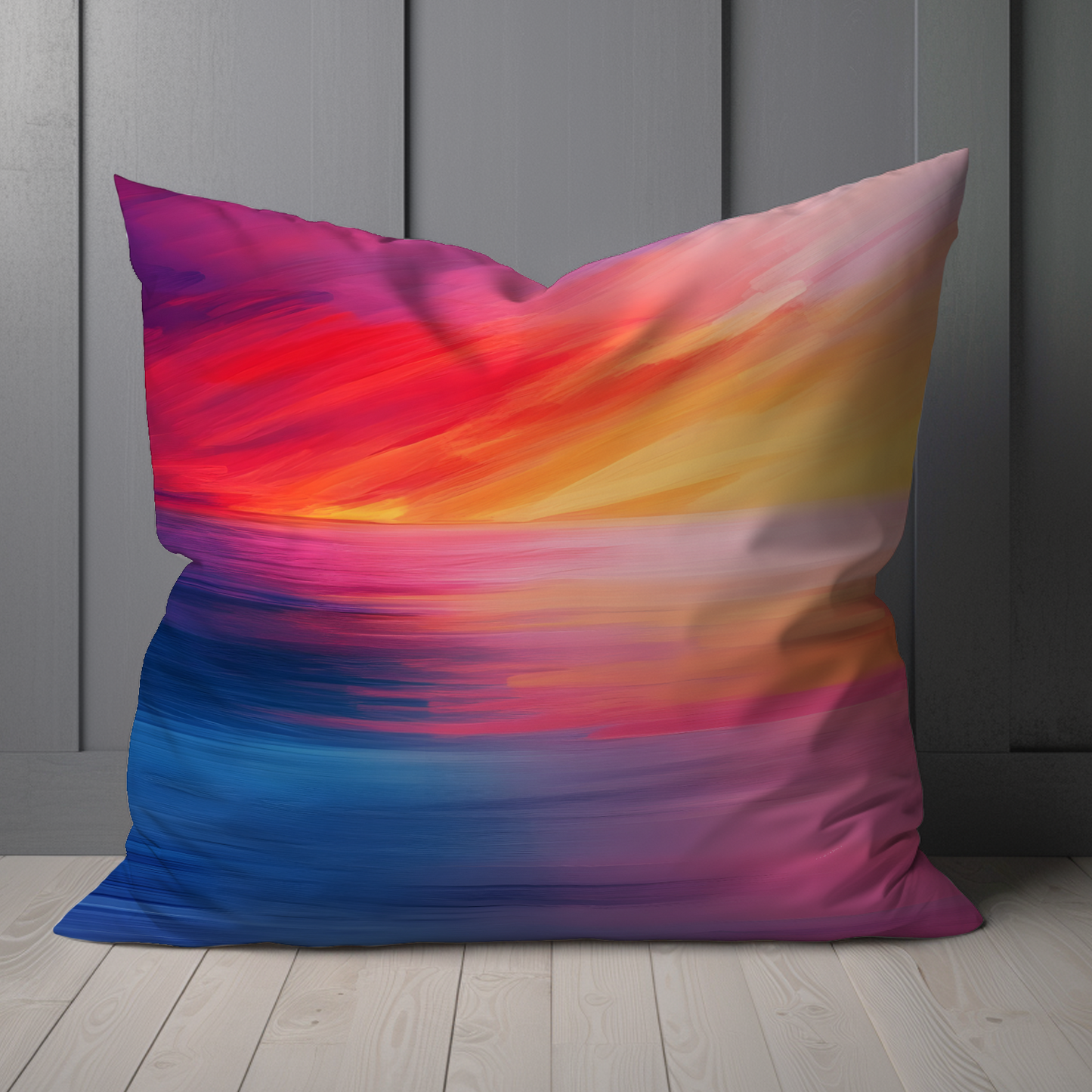 Vibrant Ocean Sunset Hand Made Poly Linen Cushions