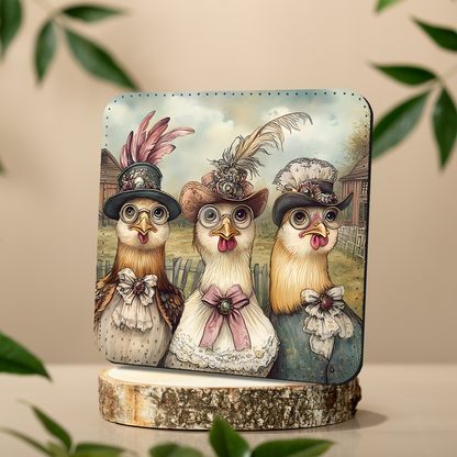 Farmyard Elegance Set Of 4 PU Leather Coasters